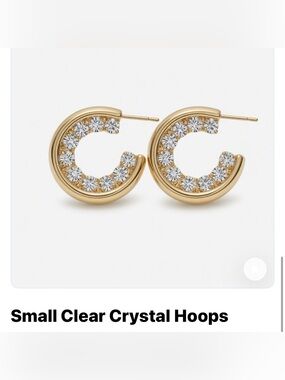 Gold Small Clear Crystal Hoop Earrings
